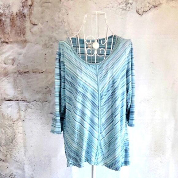Christopher & Banks Striped Blue Women's Top Size PL - Picture 1 of 11